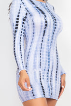 Load image into Gallery viewer, Tie-dye Printed Lettuce Trim Bodycon Dress
