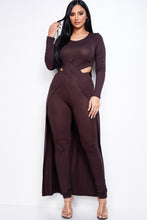 Load image into Gallery viewer, Solid Heavy Rayon Spandex Long Sleeve Crossed Over Long Top And Leggings 2 Piece Set
