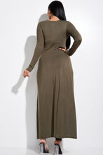 Load image into Gallery viewer, Solid Heavy Rayon Spandex Long Sleeve Crossed Over Long Top And Leggings 2 Piece Set
