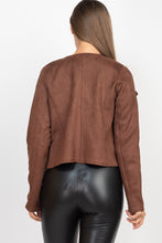 Load image into Gallery viewer, Cropped Zip-up Moto Suede Jacket
