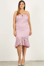 Load image into Gallery viewer, Plus Size Lace, Strapless Bodycon Midi Dress

