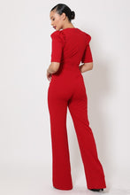 Load image into Gallery viewer, Deep V-neck Crochet Bodice Jumpsuit

