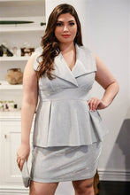 Load image into Gallery viewer, Plus Glitter Collared Peplum Mini Dress
