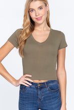 Load image into Gallery viewer, Short Sleeve V-neck Crop Top
