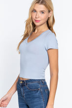 Load image into Gallery viewer, Short Sleeve V-neck Crop Top

