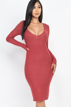 Load image into Gallery viewer, Hacci Brushed Knit V Neck Bodycon Dress
