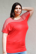 Load image into Gallery viewer, Plus Stripe Short Sleeve Top
