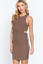Load image into Gallery viewer, Sleeveless Round Neck Side Cut Out Detail Mini Dress
