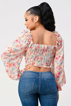 Load image into Gallery viewer, Chic Floral Sweetheart Smocked Body Blouse Top
