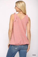 Load image into Gallery viewer, Solid Textured And Sleeveless Surplice Top With Shoulder Tie
