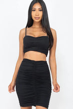 Load image into Gallery viewer, Ruched Crop Top And Skirt Sets
