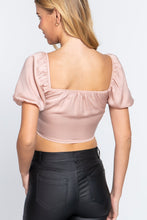 Load image into Gallery viewer, Short Slv Shirring Satin Crop Top
