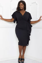 Load image into Gallery viewer, Ruffle Detailed Surplice Plus Size Midi Dress
