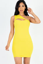 Load image into Gallery viewer, Ribbed One Shoulder Cutout Front Mini Bodycon Dress
