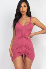 Load image into Gallery viewer, Adjustable Ruched Front Detail Mini Dress
