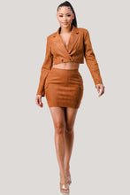 Cargar imagen en el visor de la galería, Diagonal Bralette With Cropped Blazer Jacket &amp; Mini Skirt 3pcs Sets
