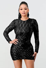 Load image into Gallery viewer, Lux Geo Floral Sequins Bodycon Mini Dress
