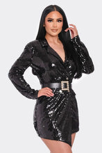 Load image into Gallery viewer, Pearl Belted Sequin Blazer Mini Dress
