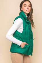 Load image into Gallery viewer, Zip Up Button Puffer Vest With Waist Toggles

