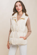 Load image into Gallery viewer, Zip Up Button Puffer Vest With Waist Toggles

