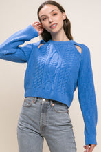 Load image into Gallery viewer, Knit Pullover Sweater With Cold Shoulder Detail
