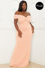 Load image into Gallery viewer, Pearl Bead Off The Shoulder Plus Size Maxi Dress
