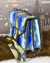 Load image into Gallery viewer, BLUE Women&#39;s Fashion Snakeskin Crossbody Bag Convertible Shoulder Bag with Chain Strap
