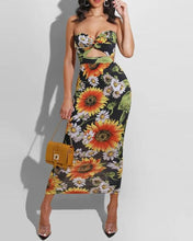 Load image into Gallery viewer, Flowers women Dresses Body-con Open Shoulder
