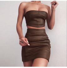 Load image into Gallery viewer, Tube Tops and Skirts Set Faux Leather S-L
