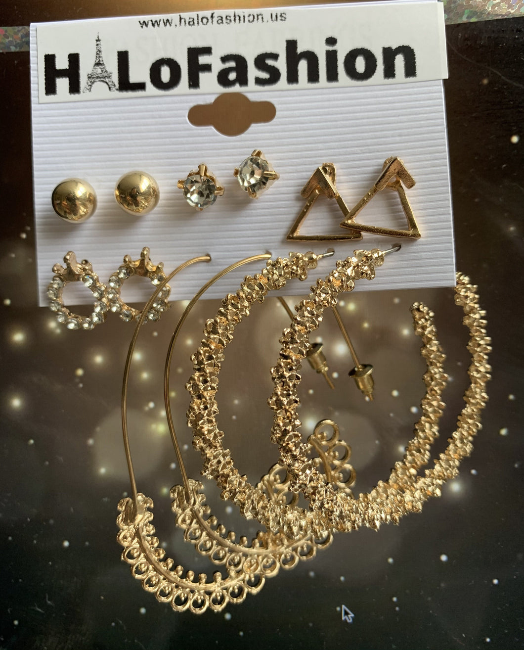 Hoop Gold Metal Earrings Set