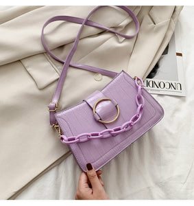 Women All-Match solid color chain Crossbody bag