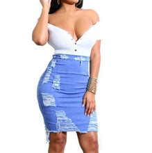 Load image into Gallery viewer, New summer 2020 slim fitting sexy ripped hot denim skirts candy colors for women (SIZE S-XL)
