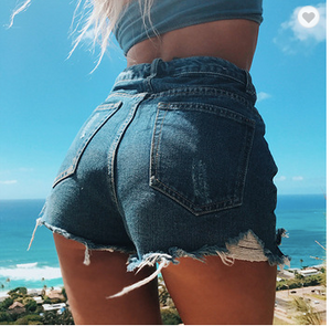 Summer fashion jean shorts for ladies vacation style beach pants