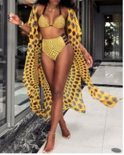 Load image into Gallery viewer, Women haft-Sleeve crochet beach cover and swimming suits set S-XL
