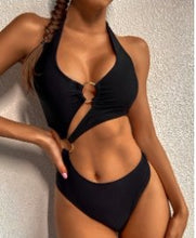 Load image into Gallery viewer, Women Sexy Solid Color Hollow Out Metal Decoration Swimwear

