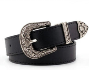 Women Fashion Waist Belts Ladies Vintage Black Western Leather Belt for Pants Jeans Dresses