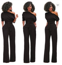 Load image into Gallery viewer, Fashion solid slim body one shoulder women jumpsuits X- XXL
