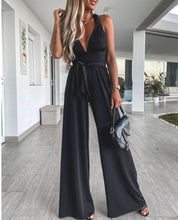Load image into Gallery viewer, V Neck Knotted Flared Women&#39;s Jumpsuit SIZE S- XXL
