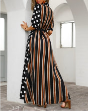 Load image into Gallery viewer, Dots &amp; Stripes V-neck Plunge Slit Maxi Dress S -XL
