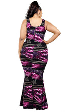 Load image into Gallery viewer, Plus Leaf &amp; Chain Print Bodycon Maxi Dress
