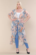 Load image into Gallery viewer, Short Sleeves Long-line Printed Mesh Open Cardigan

